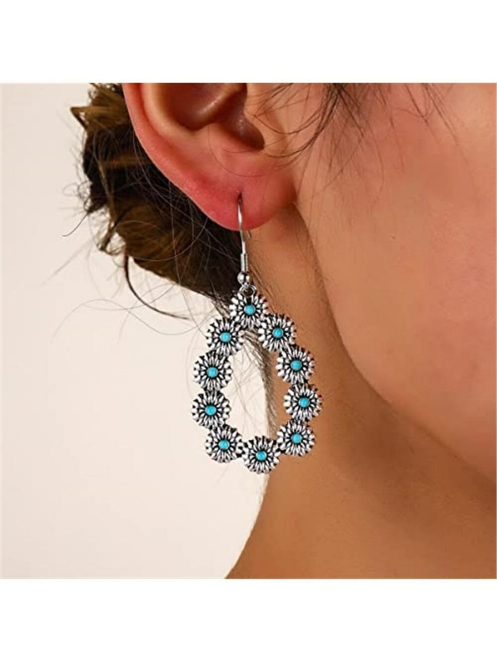 Boho Western Rodeo Turquoise Earrings Vintage Western Jewelry for - Picture 3 of 7